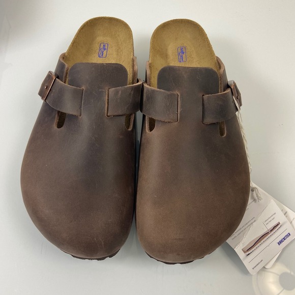 Birkenstock Size 40 M7 W9 Boston BS Soft Footbed Leather Clogs Dark Brown NEW - Picture 4 of 11